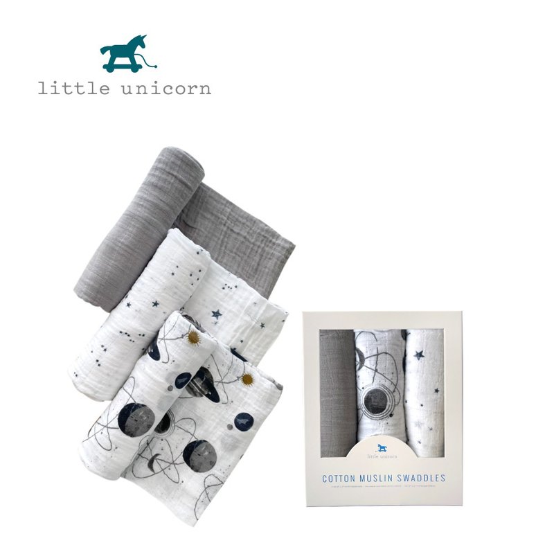 Little Unicorn 純棉紗布巾三入組 宇宙探險2.0 - 其他 - 棉．麻 白色