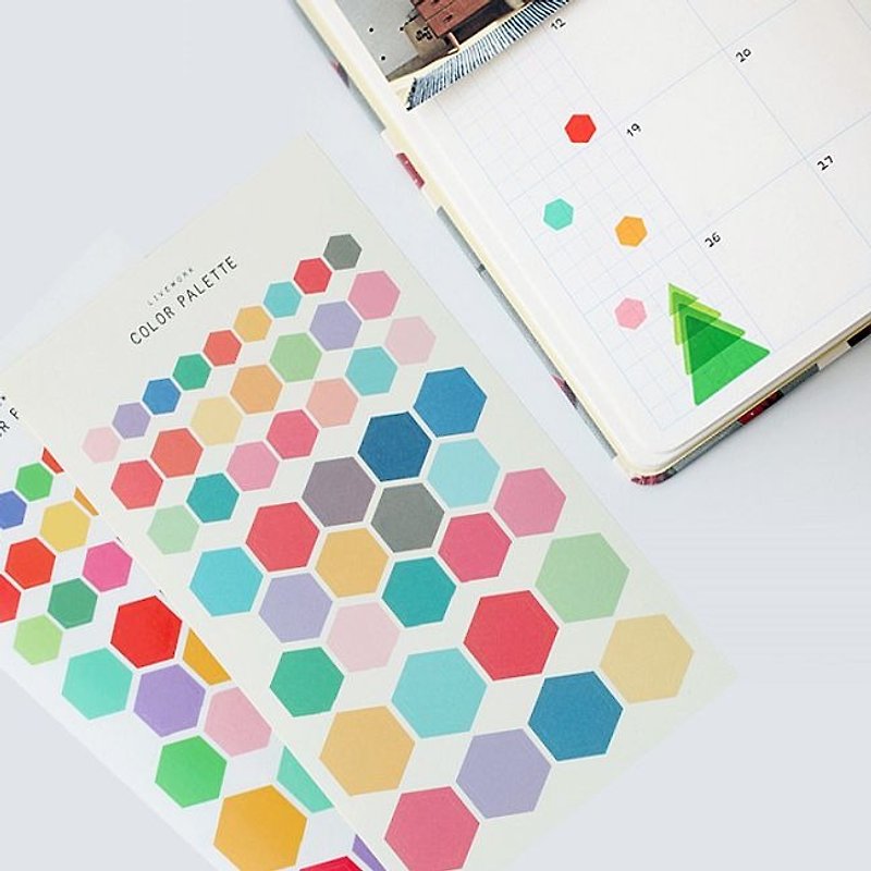 Livework-COLOR Geometric Sticker Set - Hexagon, LWK37408 - Stickers - Paper Multicolor