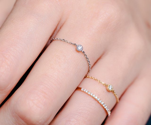 Diamond Chain Ring 18k WG - Shop oliviayaojewellery - General 