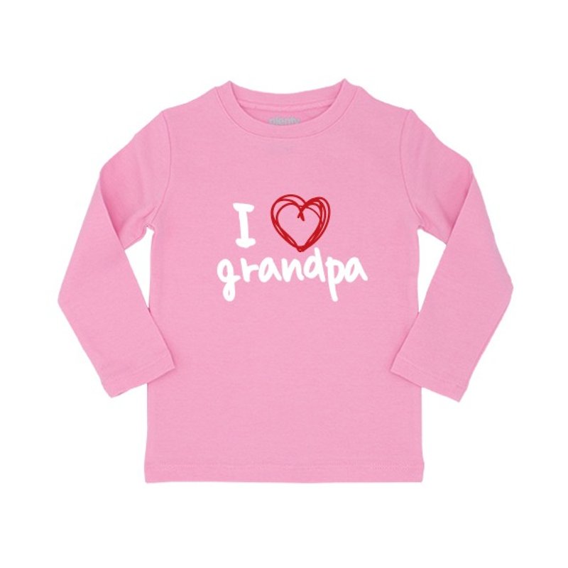 Long-sleeved boy T Tshirt I love grandpa - เสื้อยืด - ผ้าฝ้าย/ผ้าลินิน 