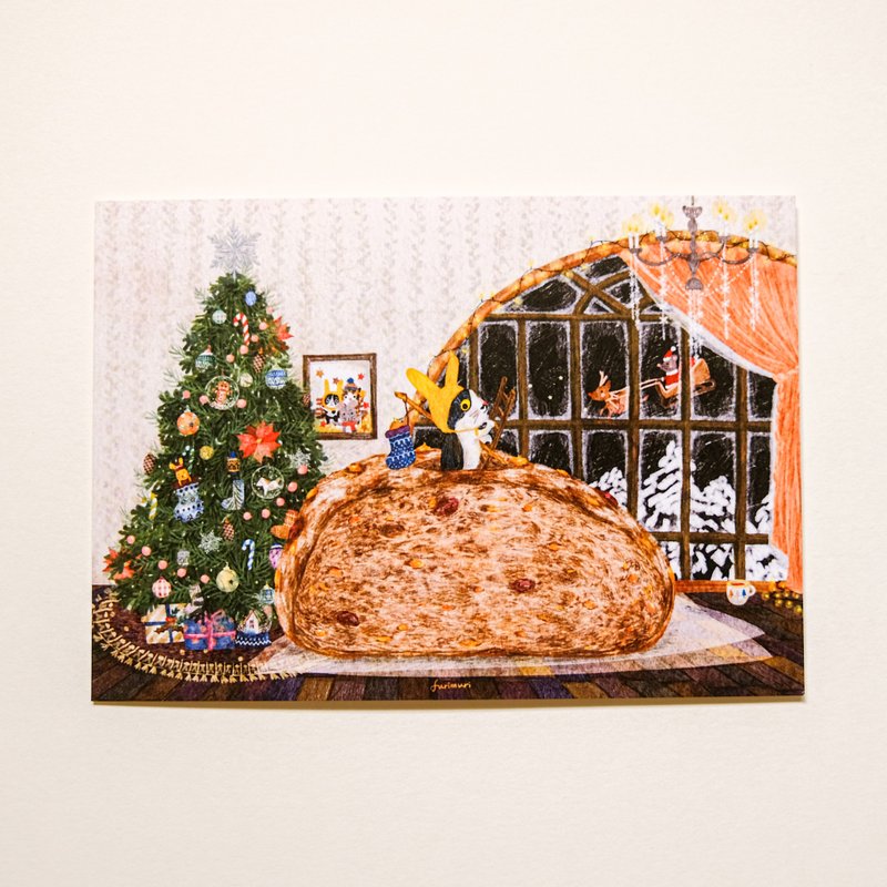 明信片 賓士貓托托的款待 聖誕卡 - 卡片/明信片 - 紙 多色