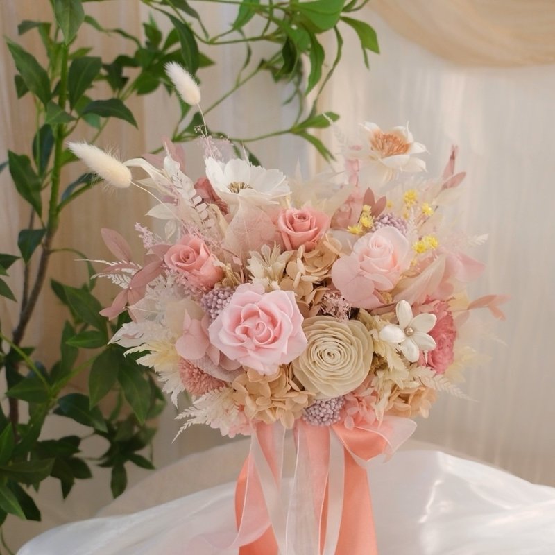 Pink and white eternal bouquet - ช่อดอกไม้แห้ง - พืช/ดอกไม้ สึชมพู