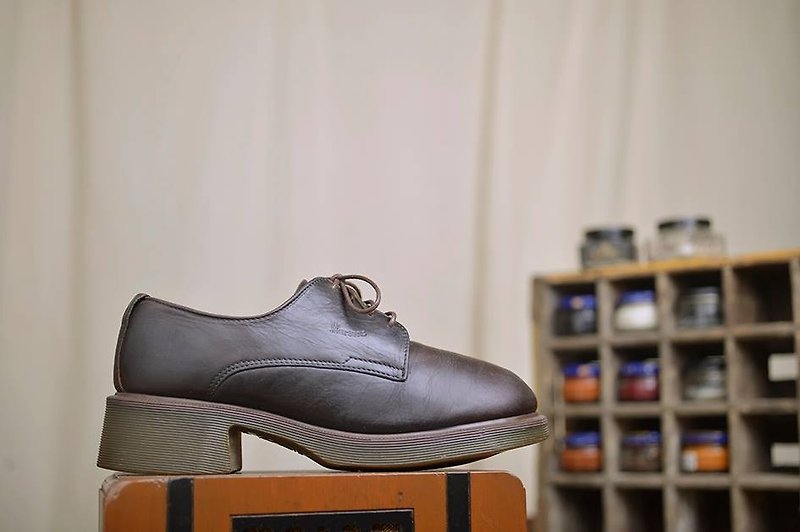 Vintage Dr. Martens 復古咖啡4孔馬汀靴 英製老馬丁 - 男休閒鞋 - 真皮 咖啡色