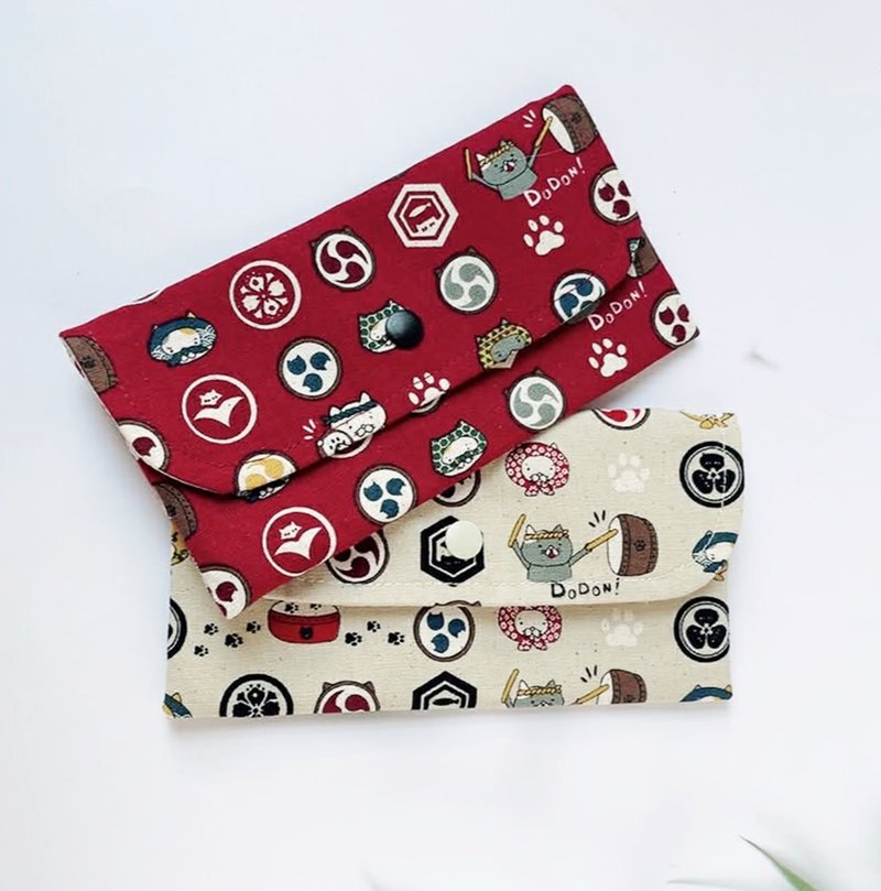 2026 Red Envelope & Passbook Holder / Opening Day Gift / Cat Taiko - Chinese New Year - Cotton & Hemp 