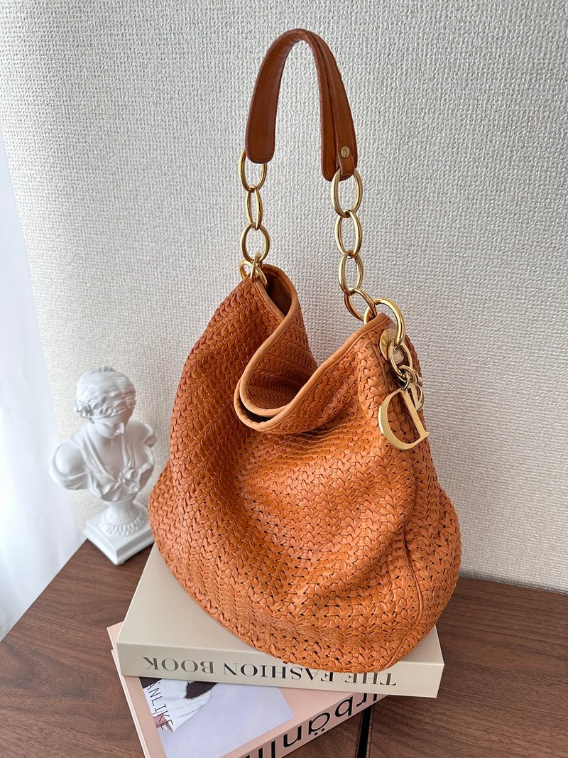 中古包 Dior 迪奧 編織 Hobo 包 - 手提包/手提袋 - 真皮 橘色