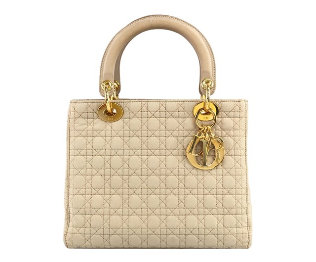 Dior レディディオール ハンドバッグ ベージュ ナイロン レディース