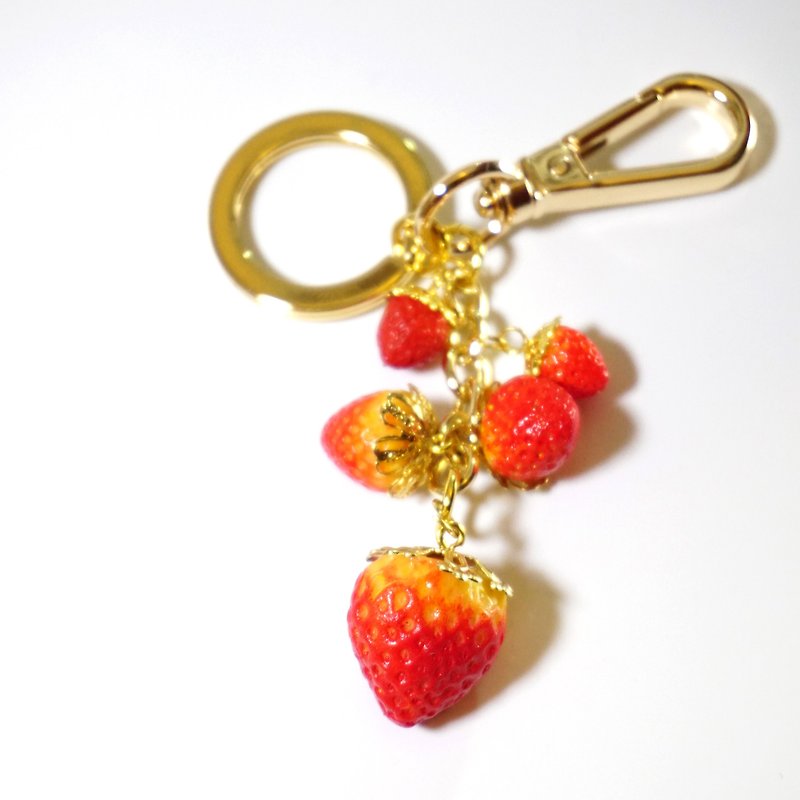 Playful Design Strawberry Key Ring - Keychains - Clay 