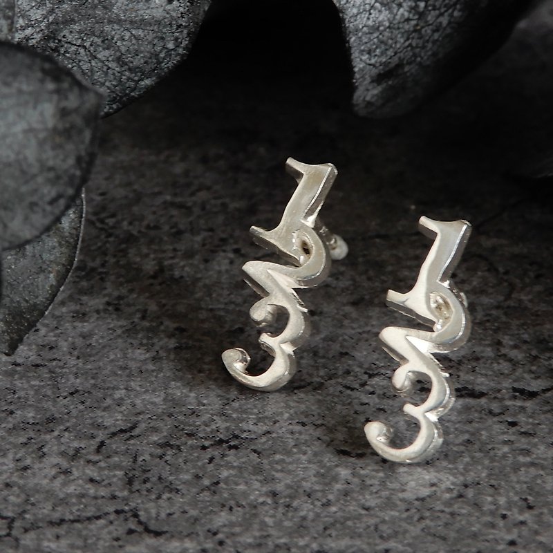 123 earrings / silver - Earrings & Clip-ons - Sterling Silver Silver