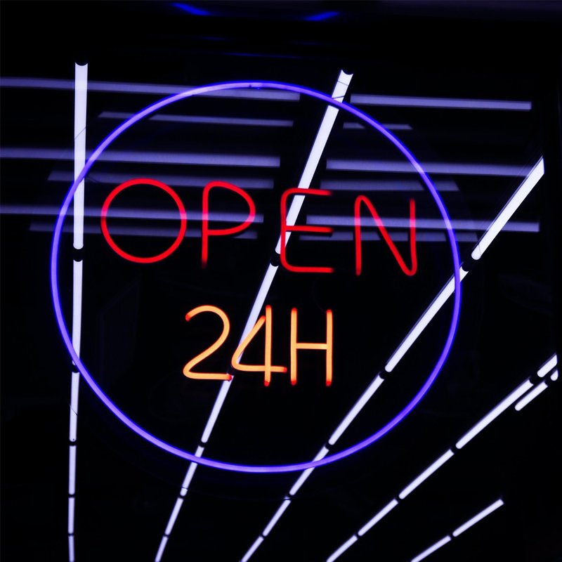 OPEN 24H24小時營業開業霓虹燈LED發光字Neon Sign裝飾廣告招牌 - 燈具/燈飾 - 壓克力 透明