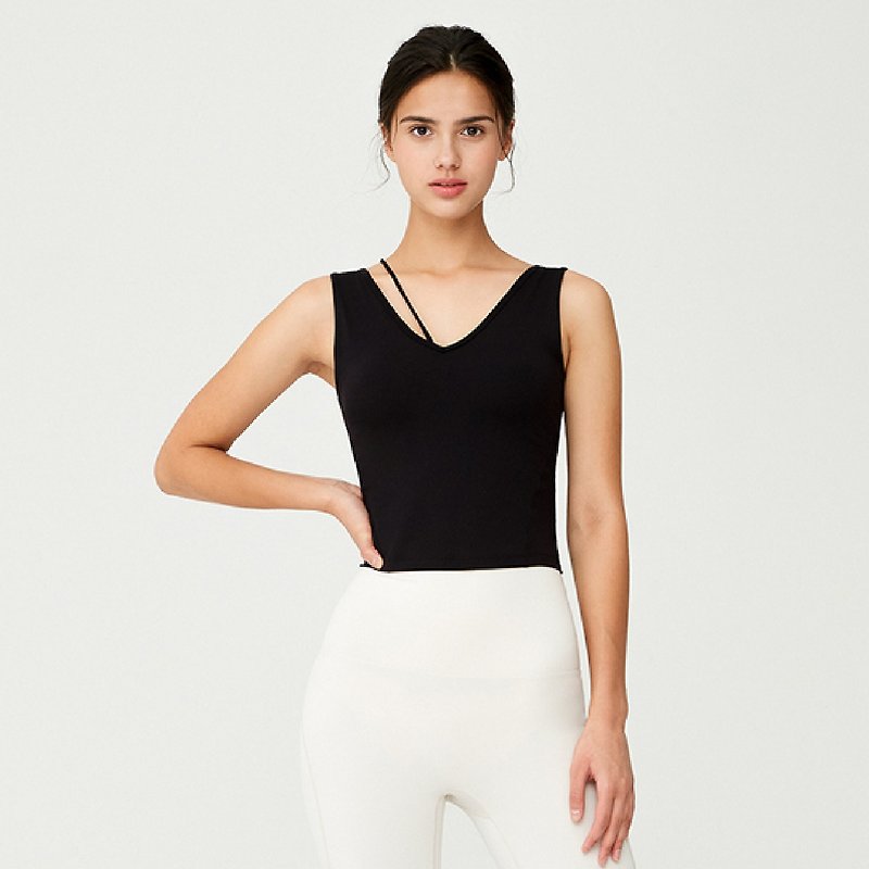 FRONT2LINE Yoga Single Line Short Vest Classic Black FTK111BLACK - Women's Yoga Apparel - Other Materials Black