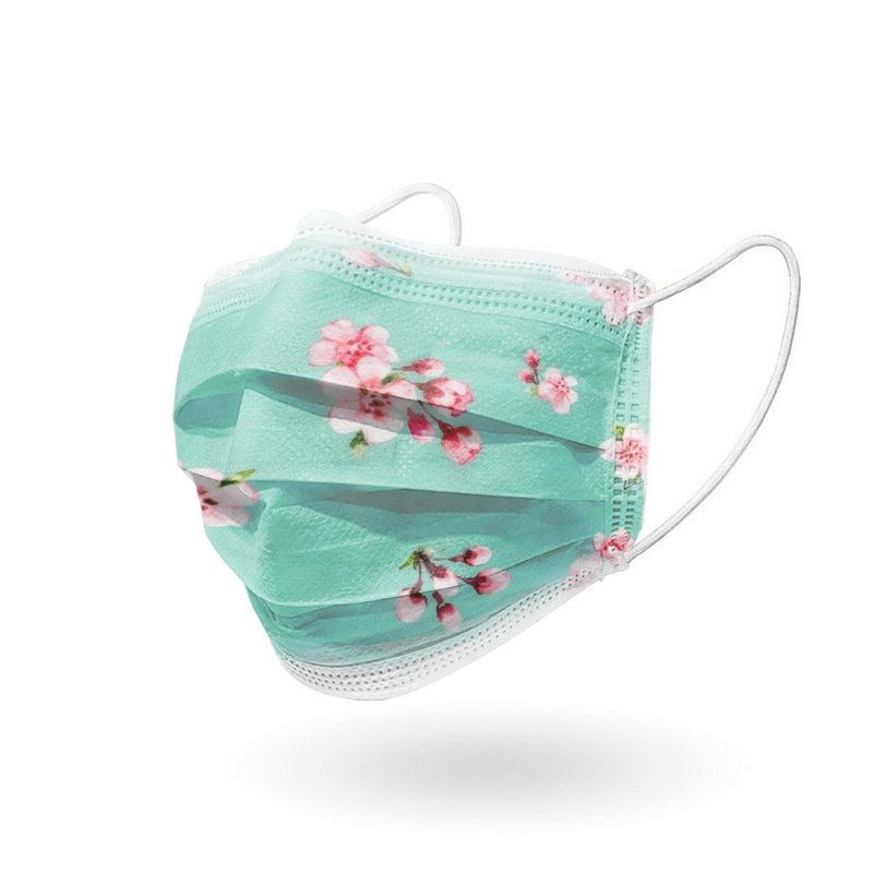 Adult Medical Mask - Lake Green Cherry Blossom - หน้ากาก - ไฟเบอร์อื่นๆ หลากหลายสี