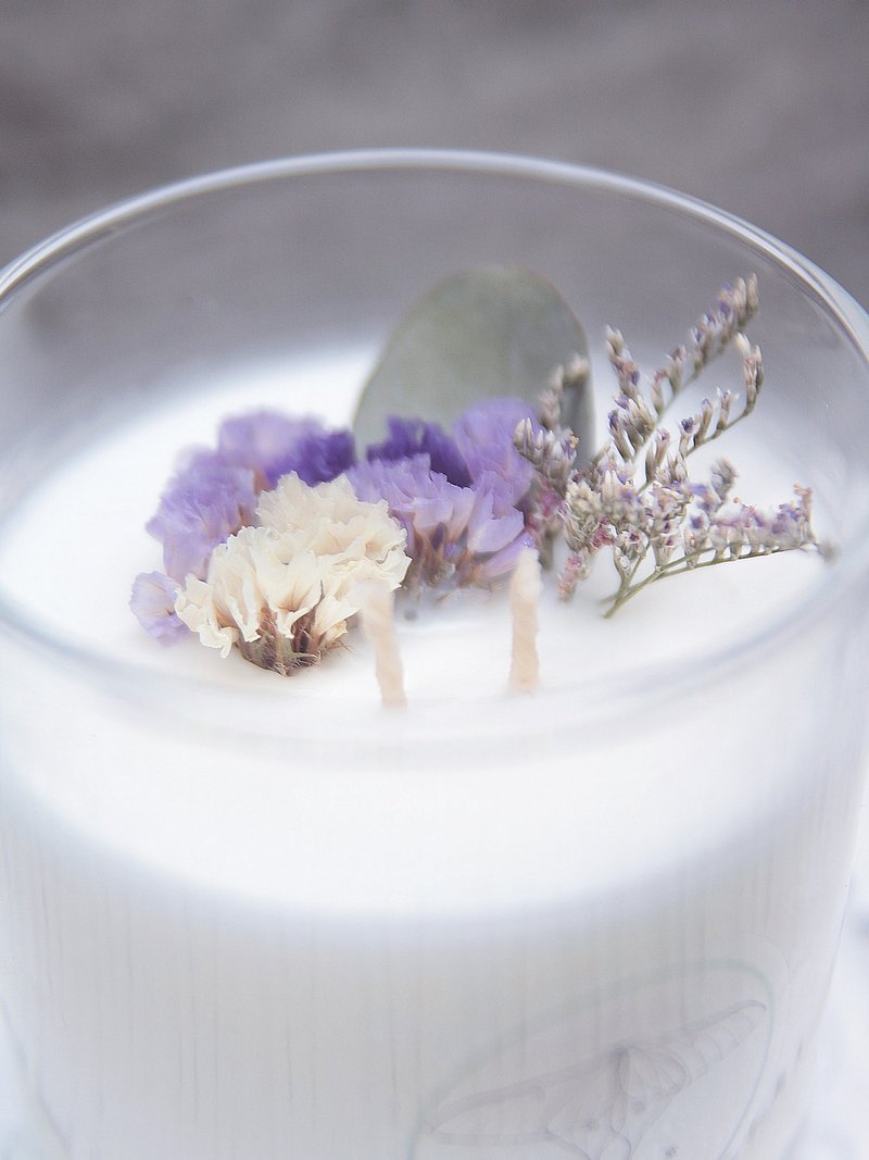 羅蘭紫花園  乾燥花 精油大豆蠟燭  小蒼蘭、白麝香  150g - 香氛蠟燭/燭台 - 蠟 紫色