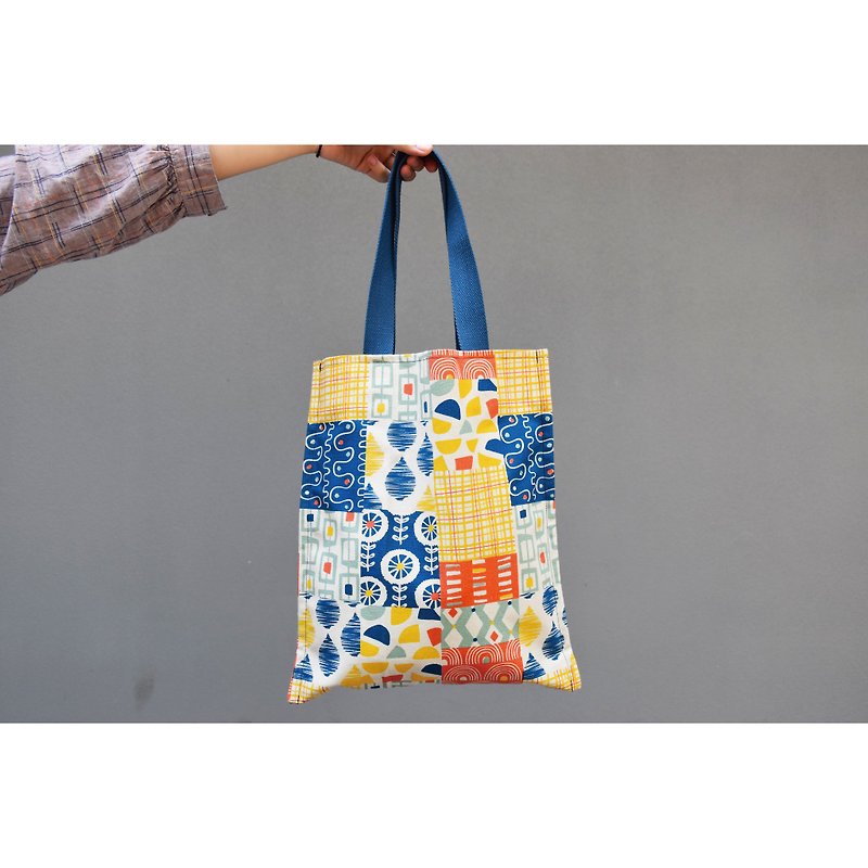 Colorful geometric pattern tote bag - Messenger Bags & Sling Bags - Cotton & Hemp Multicolor