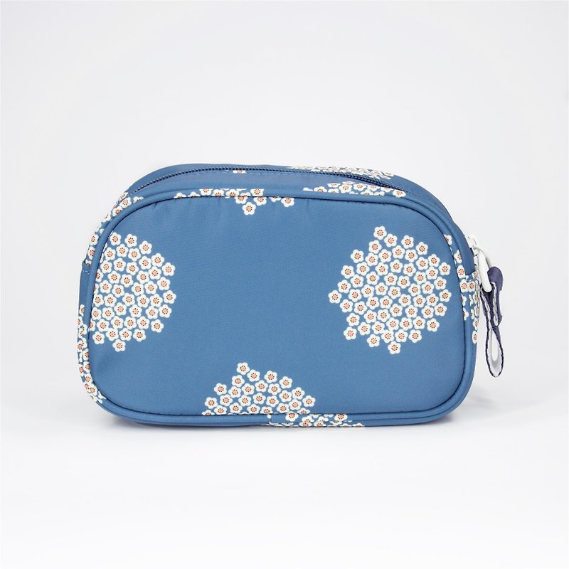 Ra Eco-friendly Super Light Waterproof Floral Cosmetic Pouch (Blue Blossom) - Toiletry Bags & Pouches - Polyester Blue