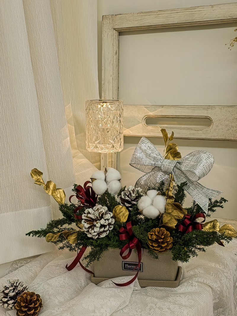 Everlasting cedar Christmas table flowers l Christmas l cotton l Christmas restaurant table flowers l porch table flowers - ตกแต่งต้นไม้ - พืช/ดอกไม้ สีเขียว