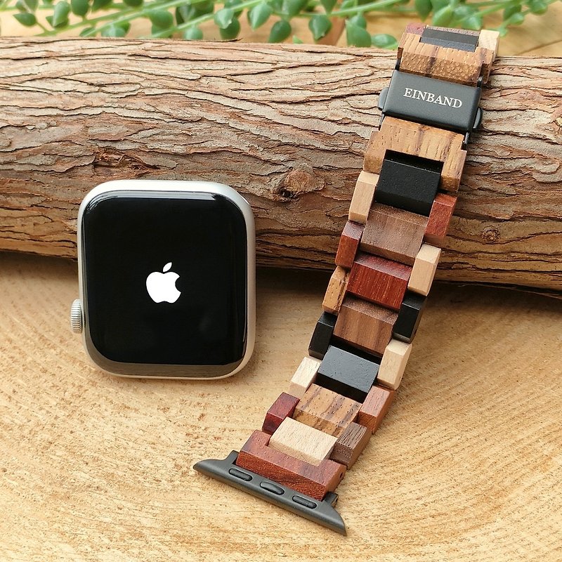 【木製バンド】EINBAND AppleWatch アップルウォッチ 天然木バンド 木のベルト 20mm【ミックスウッド】 - 女裝錶 - 木頭 咖啡色