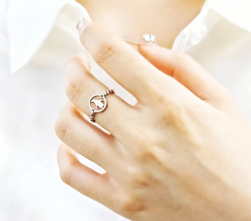 小小宇宙 - 醫療鋼兩用鏈戒-企鵝 - 戒指 - 不鏽鋼 銀色