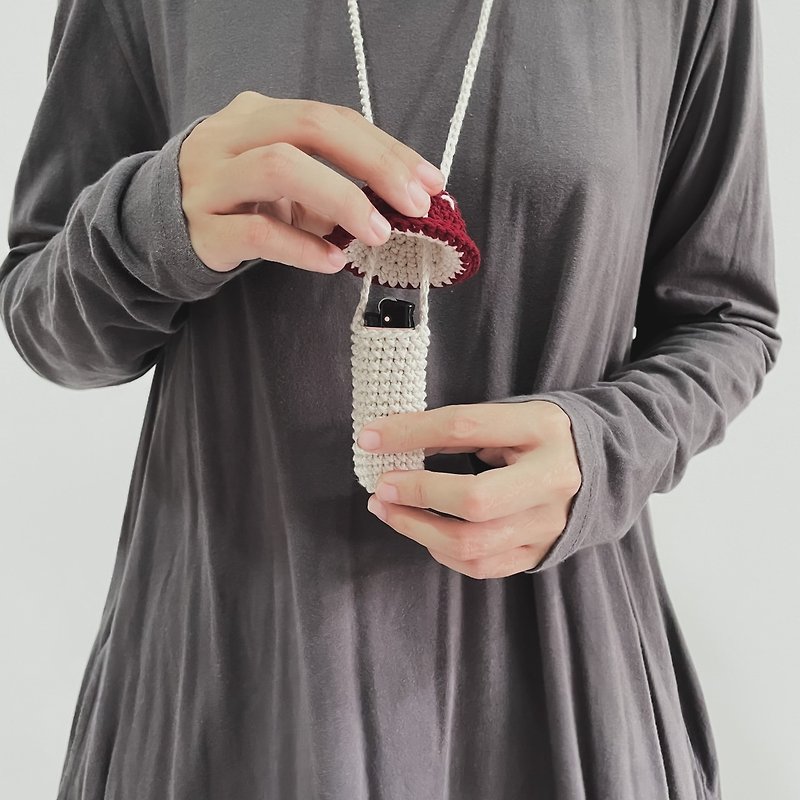 Mushroom Lighter Pouch | Crochet Lighter Holder - 其他 - 棉．麻 白色