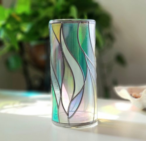 イワタガラス 金彩花瓶 円柱形ガラス花瓶 光のシャワー2 - ショップ GlassArt
