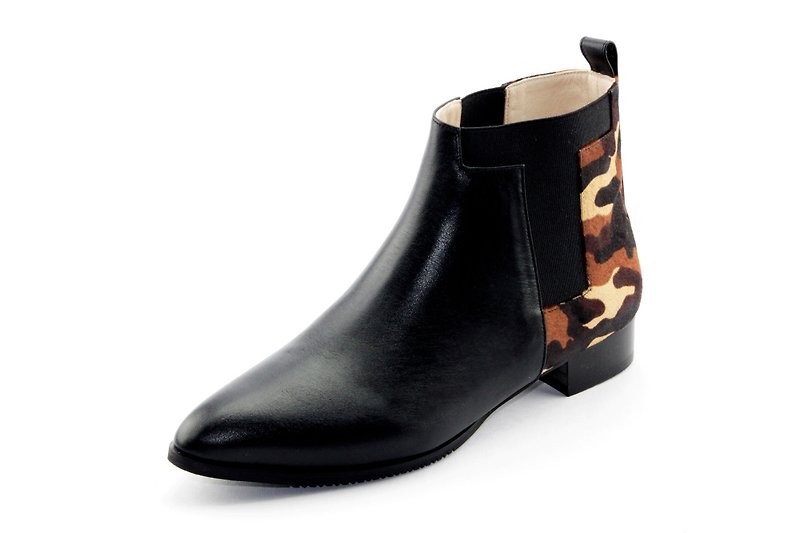 T FOR KENT｜INITIAL T boots (Black Camouflage) - Women's Casual Shoes - Genuine Leather Black