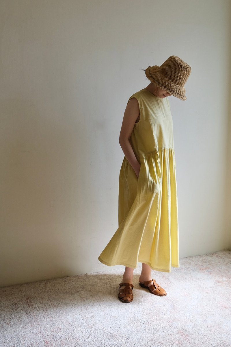 Reversible double-breasted dress-mustard yellow - One Piece Dresses - Cotton & Hemp 