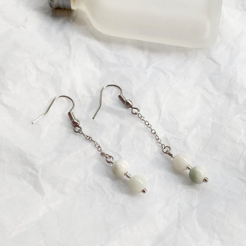 天然水晶 茅田玉鋼鍊耳針 耳環  誕生 星座 生日 - 耳環/耳夾/耳骨夾 - 玉石 