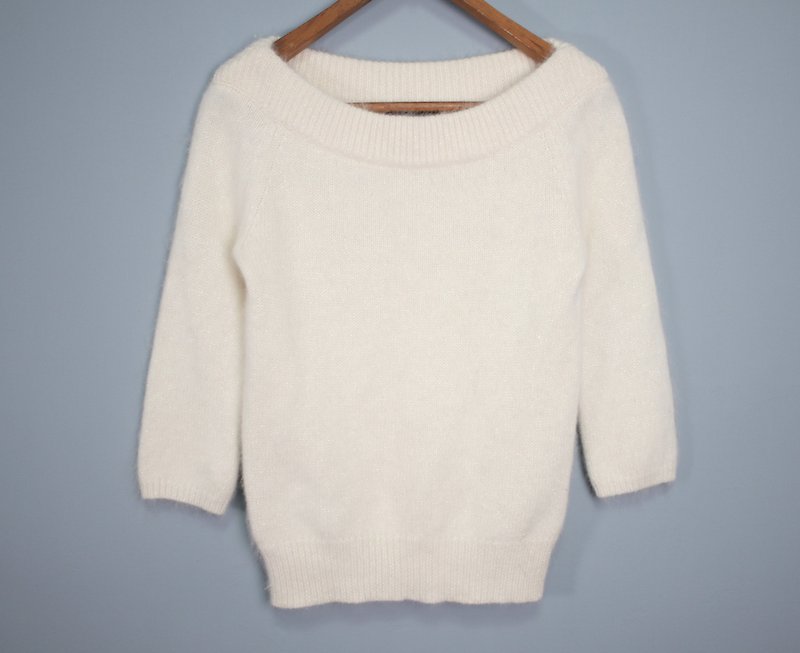 FOAK vintage snow white fine silver onion arc neck sweater - Women's Sweaters - Wool 