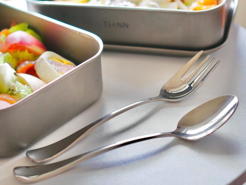 Pure Titanium Classic Spoon, Fork & Chopsticks Set (with Waterproof Pouch) - Premium Tableware / Gift - ช้อนส้อม - โลหะ สีเงิน