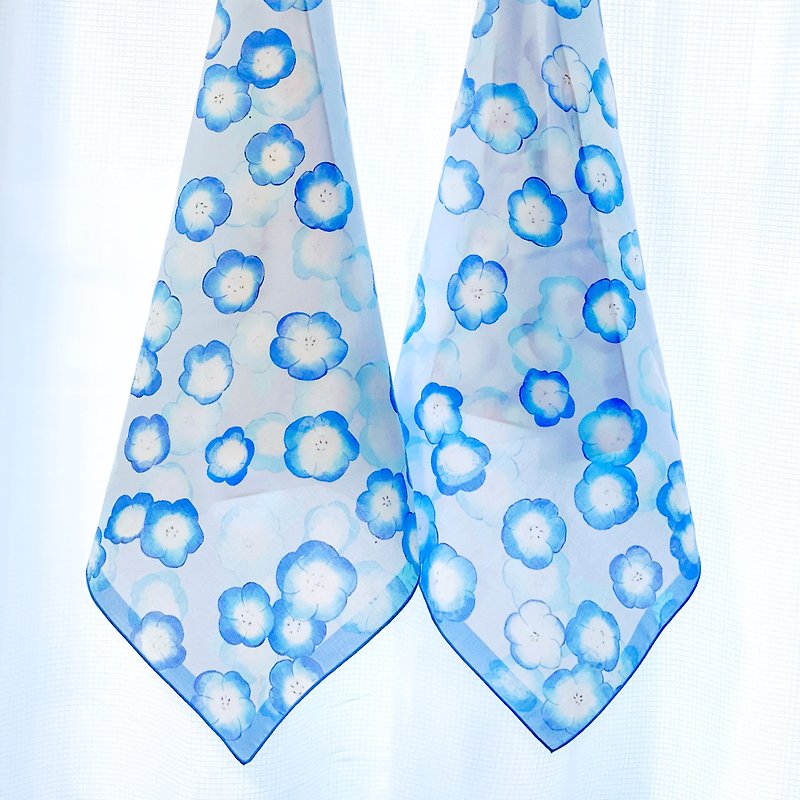 Nemophila large handkerchief - ผ้าเช็ดหน้า - ผ้าฝ้าย/ผ้าลินิน สีน้ำเงิน