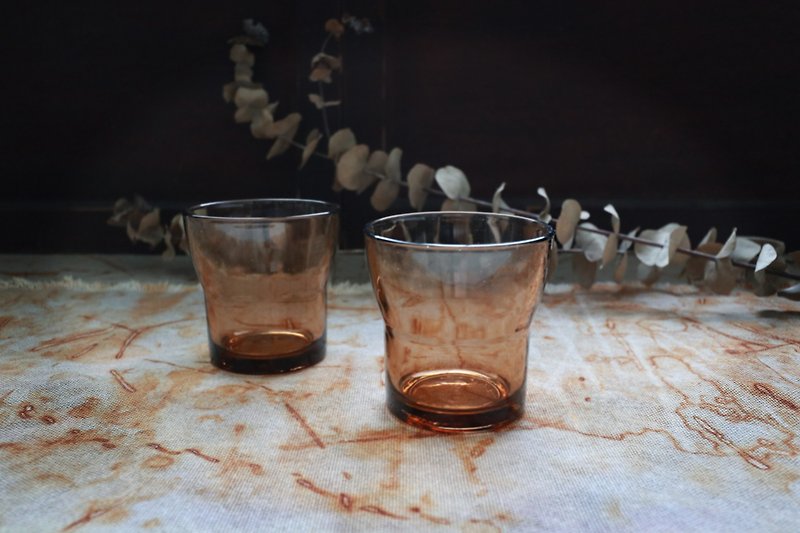 茶色水杯 (餐具/舊物/老件/玻璃/漸層/梯形/矮杯/DURALEX) - 杯子 - 玻璃 咖啡色