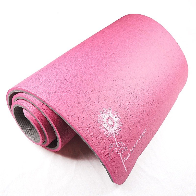 Fun Sport [smile heart] green two-color yoga mat (thick 12mm) (gray red) to send yoga backpack - Other - Plastic 