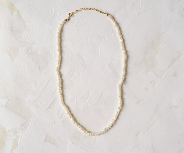 14KGF Keshi pearl short necklace - Shop temtem Necklaces - Pinkoi