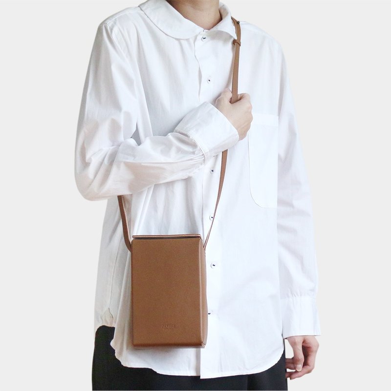 box shoulder bag (s) : brown - 手提包/手提袋 - 真皮 咖啡色