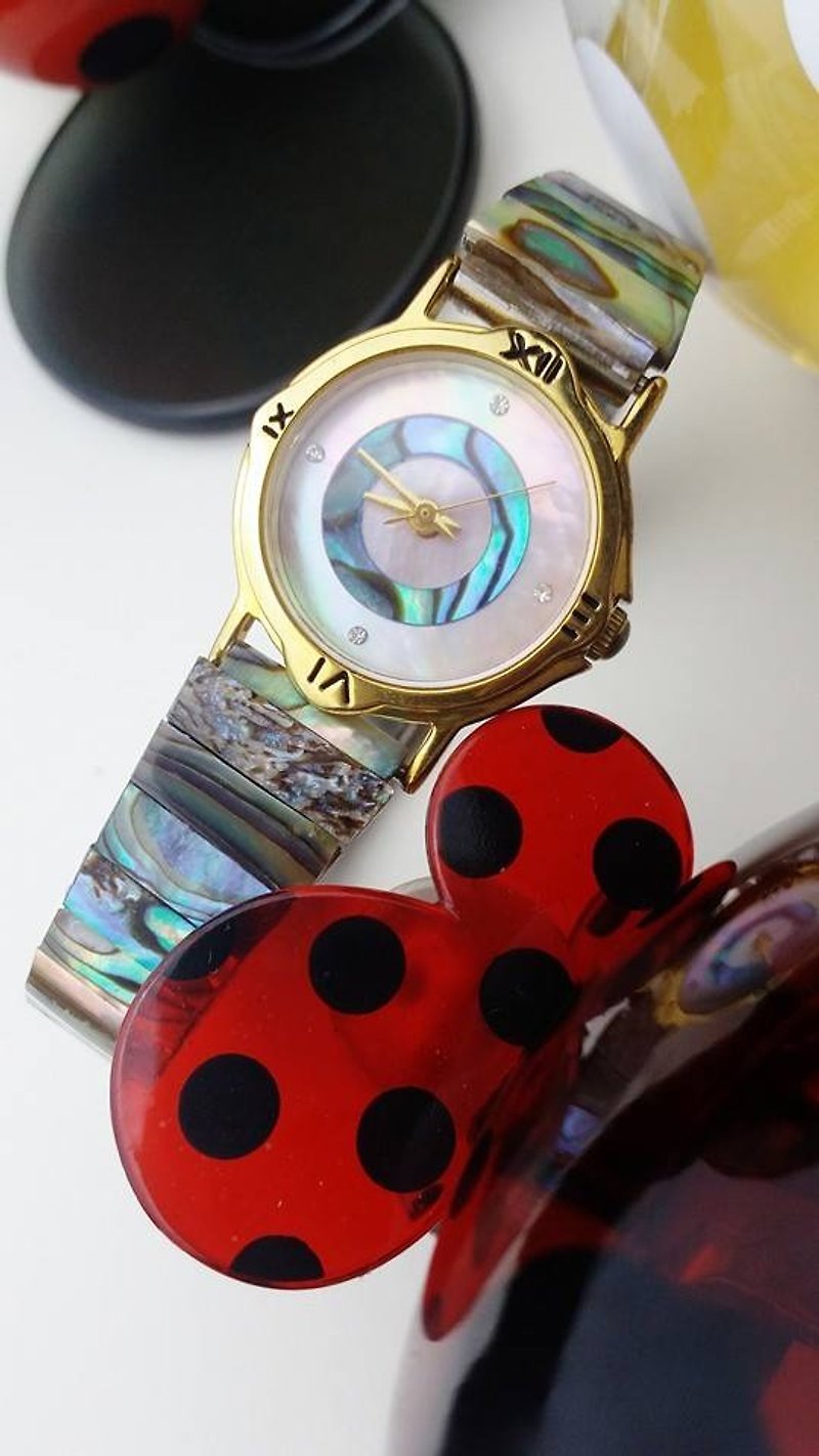 [ロストアンドファインド]アンティークスタイル、芸術的なゴージャスなピンクシェルとアワビの時計 - 腕時計 - 宝石 多色