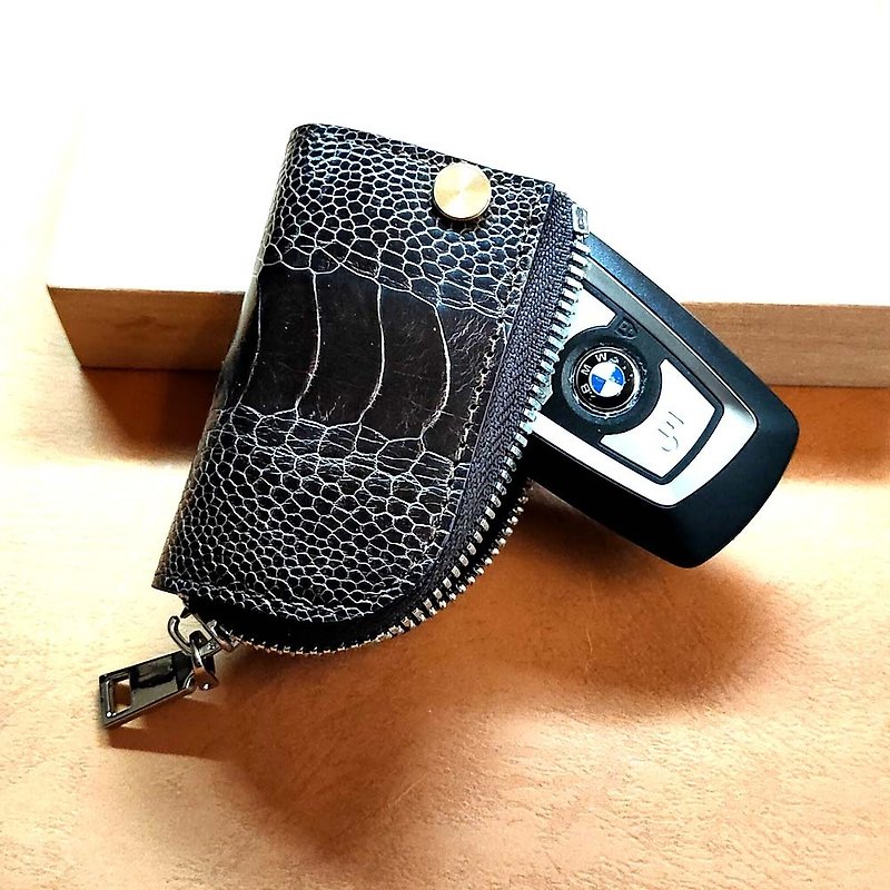 .............BMW Ostrich Foot Leather Zipper Car Key Case............. - Keychains - Genuine Leather 