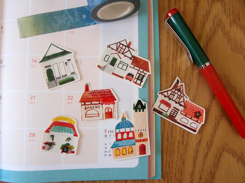 European small house sticker - สติกเกอร์ - กระดาษ สีนำ้ตาล