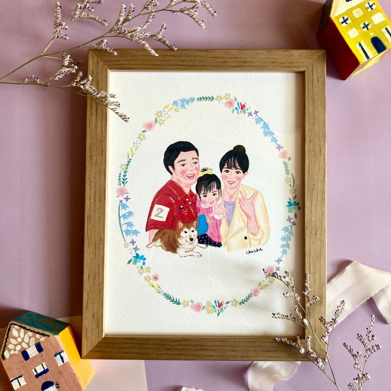 Customised portrait for four people/best gift for your love - ภาพวาดบุคคล - กระดาษ ขาว