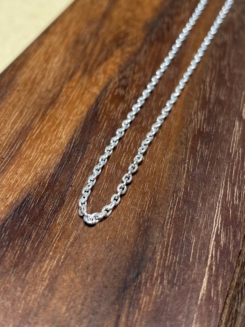 I Adzuki Bean Chain I Italian imported sterling silver chain 2.3mm 40/45/50cm - Necklaces - Silver Silver