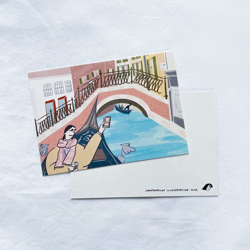 Travel Planʘ Venice, Italy - Illustrated Postcard - Cards & Postcards - Paper Pink