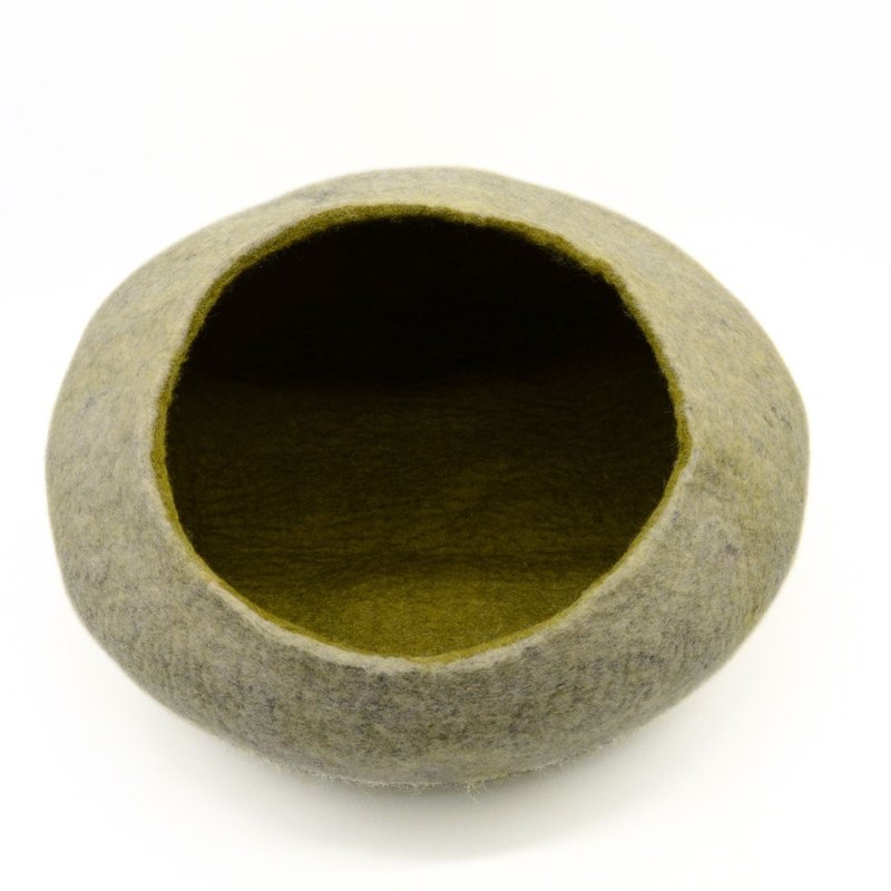 雙色大型貓窩 羊毛貓屋 使用 100% 純羊毛製作 舒適床 - 寵物床 - 羊毛 卡其色