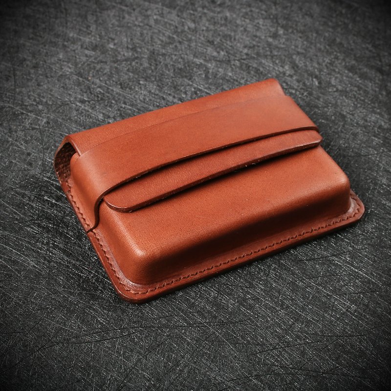 [NS leather goods] three-dimensional business card holder, card holder, short clip, large-capacity business card (free printing) - ที่เก็บนามบัตร - หนังแท้ 