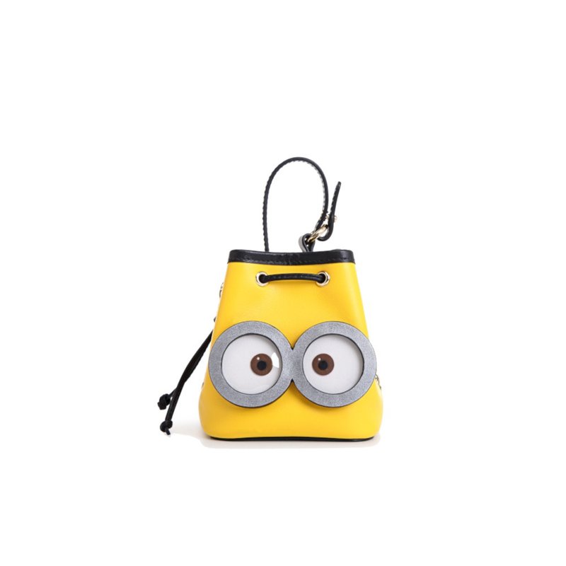 【Free Gift】Minions Leather Mini Crossbody & Shoulder Handbag - กระเป๋าแมสเซนเจอร์ - หนังแท้ สีเหลือง