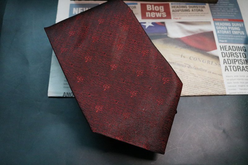 酒紅色三角符號真絲領帶婚宴敬酒禮服necktie - 領帶/領帶夾 - 絲．絹 紅色