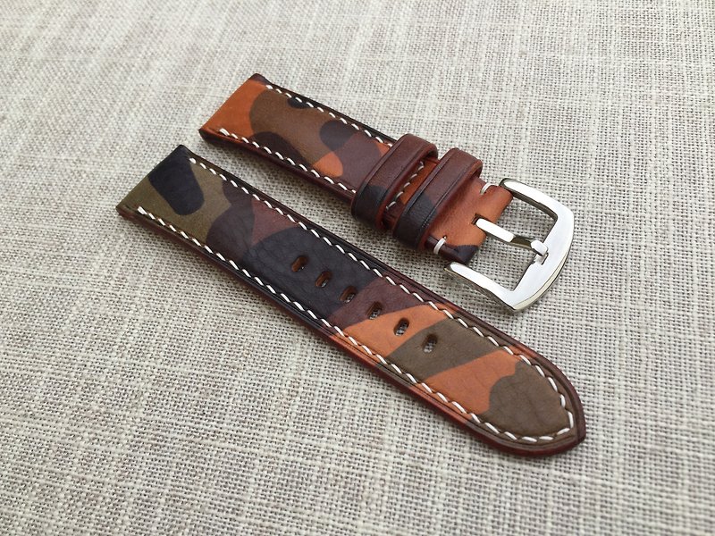 Italian Lpa Camouflage Leather Handmade Strap Custom Strap - Watchbands - Genuine Leather Multicolor