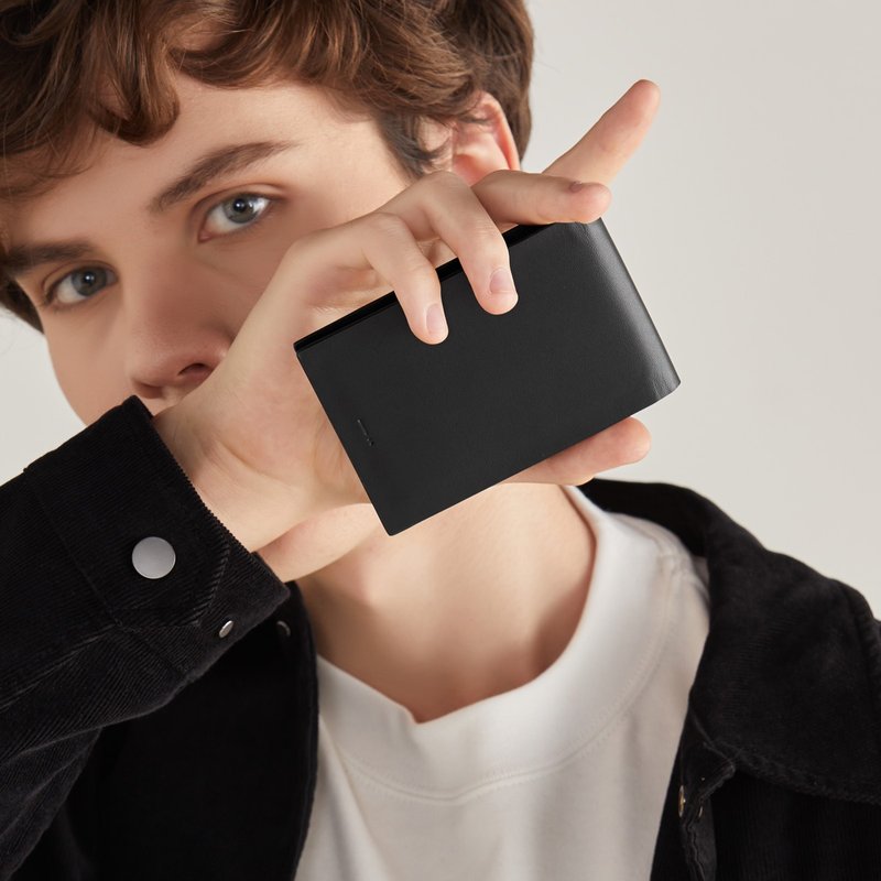 DA19 Pocket Wallet – Black (Minimal Leather Bag) - กระเป๋าสตางค์ - หนังแท้ สีดำ