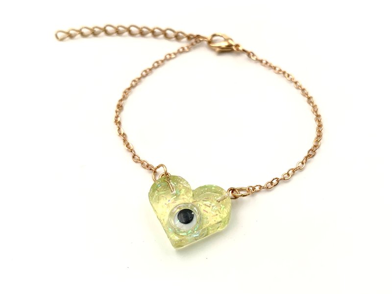 Heart Heart Eye Original Eye Candy Series Active Eyeball Resin Heart Candy Bracelet - สร้อยข้อมือ - เรซิน สีเหลือง