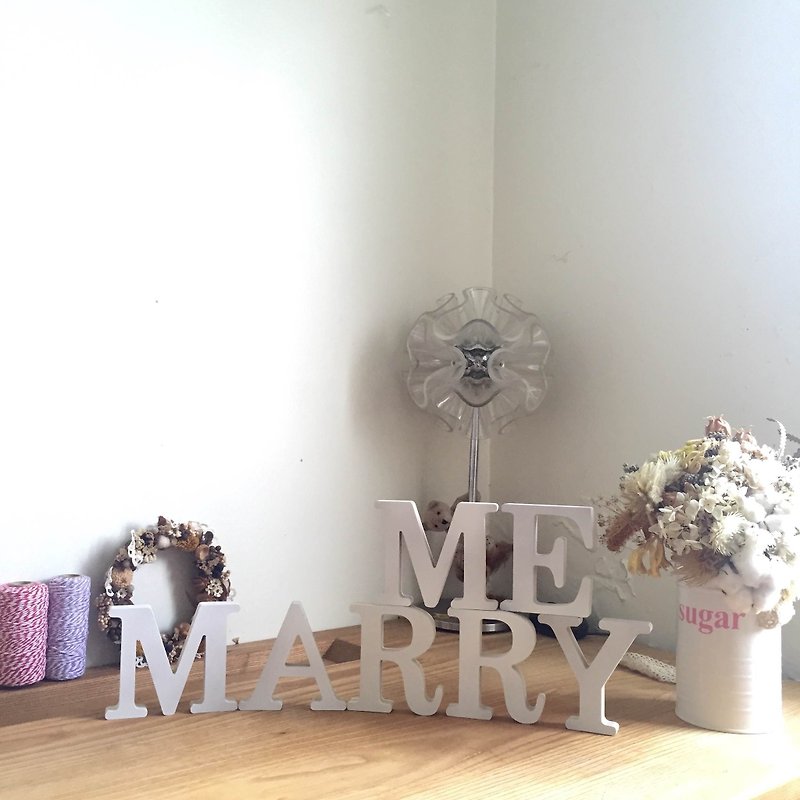 Wooden alphabet home decorations wedding decoration wedding photography props MARRY ME marry me throw whitewashed uneven paragraph - Items for Display - Wood Brown