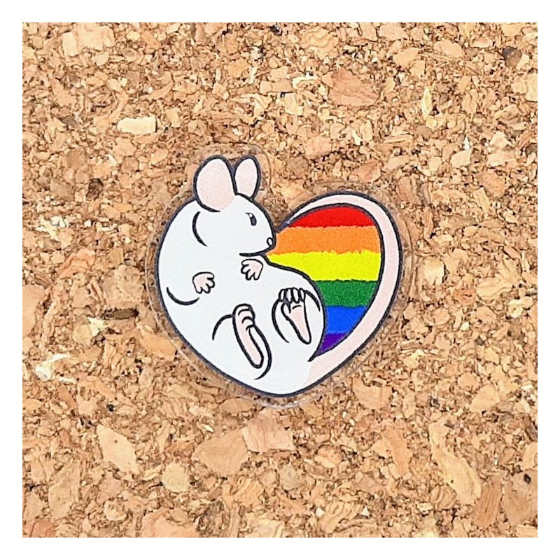 LGBT Pride Rainbow Rat Acrylic Pin - Brooches - Other Materials Multicolor