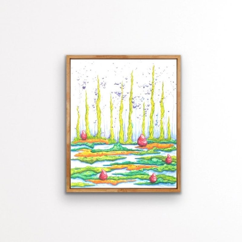 Watercolor floral painting - Swamp Painting, Landscape painting - 牆貼/牆身裝飾 - 其他材質 多色