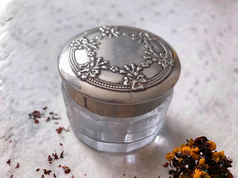 1950s glass cosmetic balm jar - Storage - Glass Silver